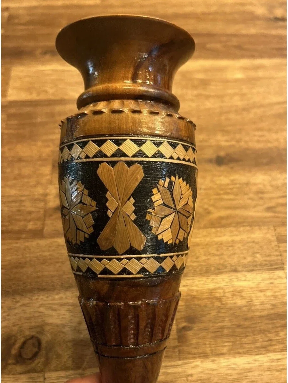 Handmade Wood Bud Vase Hand Carved Turned Vintage 9